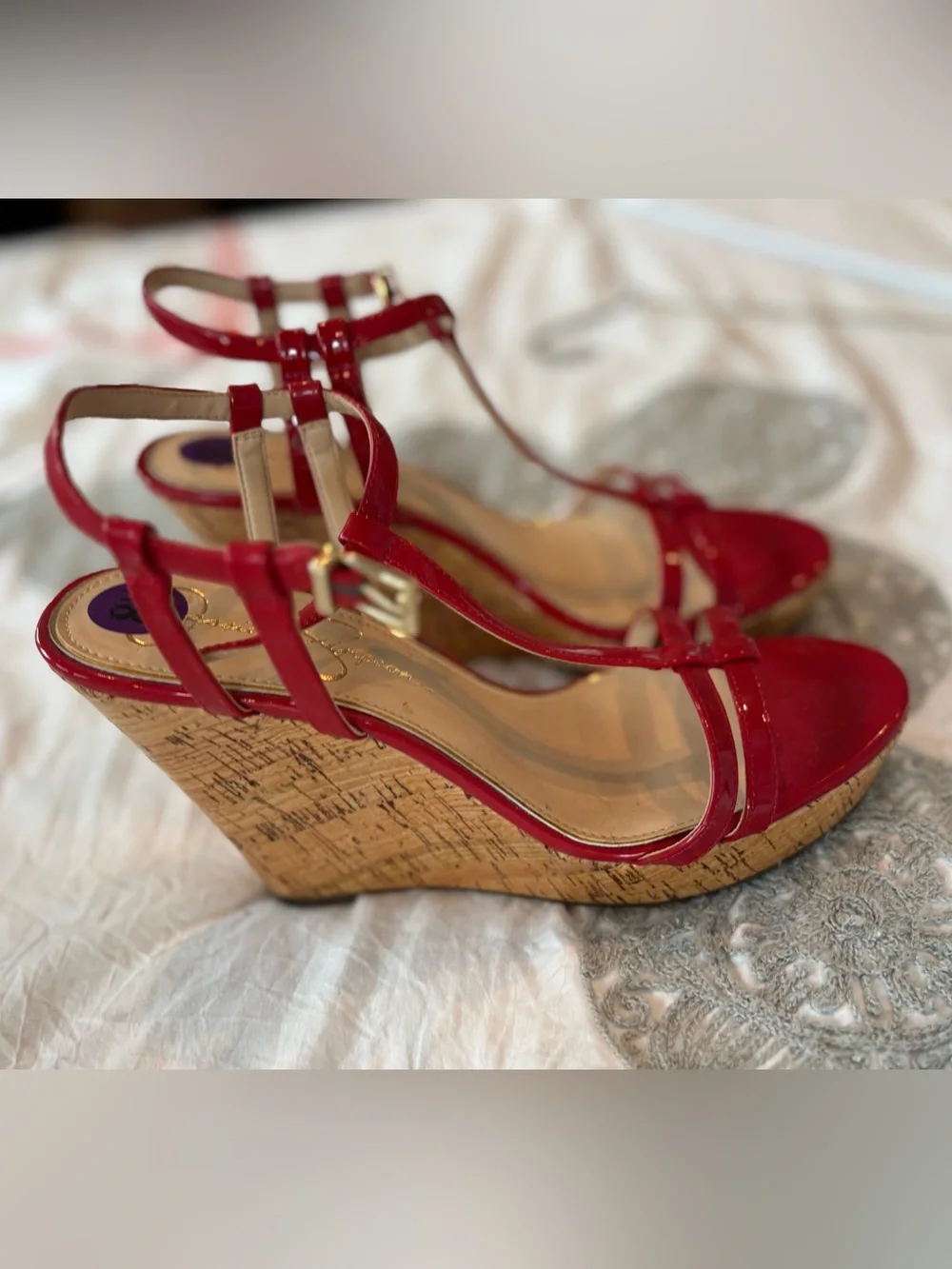 Jessica Simpson Red Wedge Sandals - Picture 4 of 5
